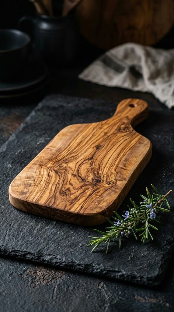 Esempio foto prodotto tagliere in legno e rosmarino